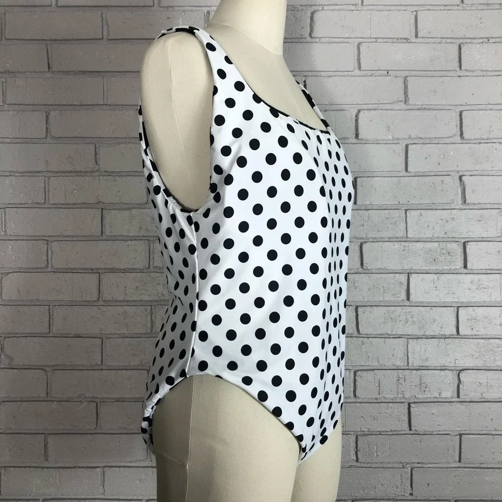 La Blanca Reversible Polka Dot One Piece Swimsuit‎ Black White  | Size 16